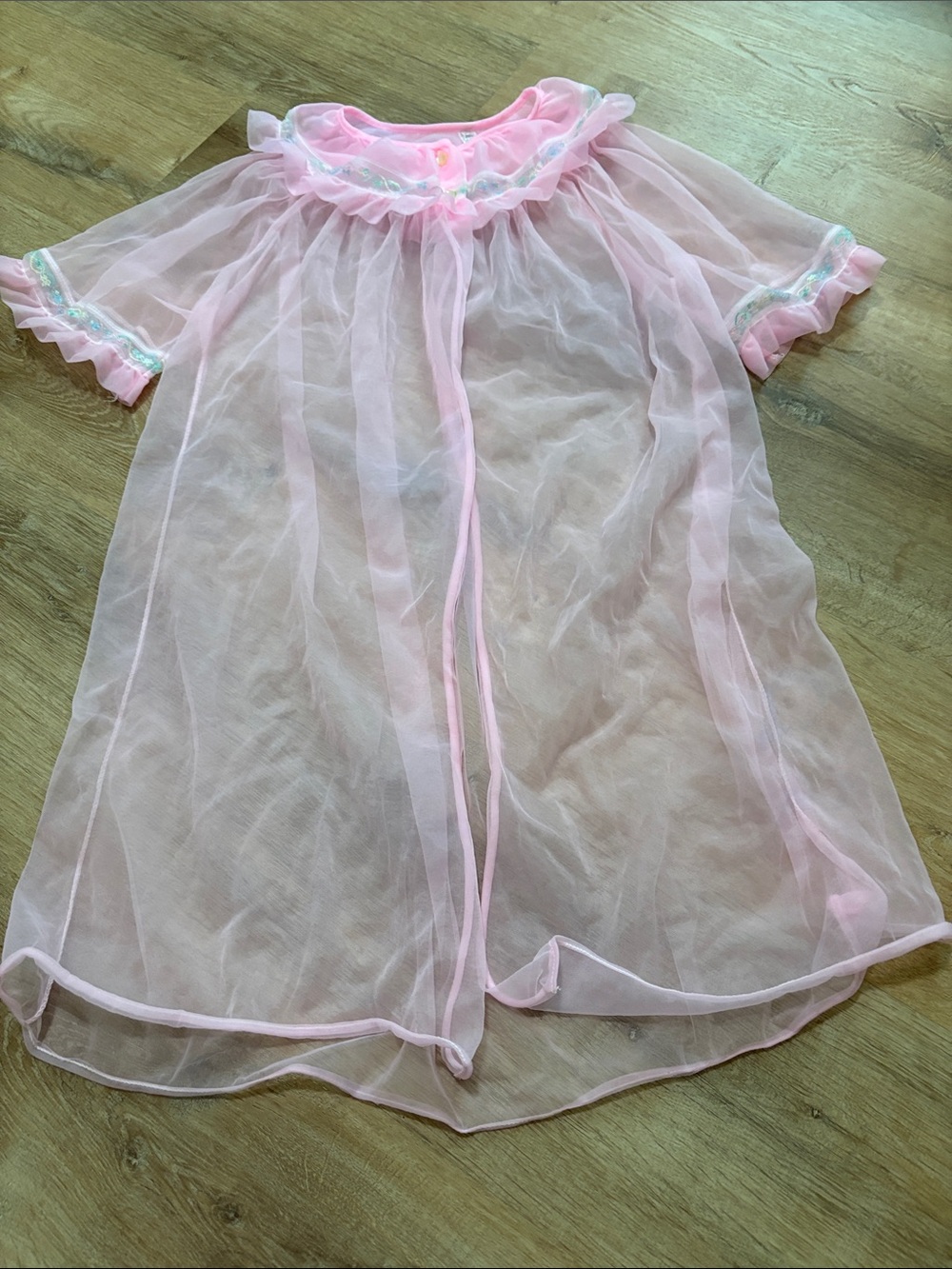 Vintage 50’s-60’s Pink Sheer Intimate Nightgown Robe Glemcraft Lingerie M